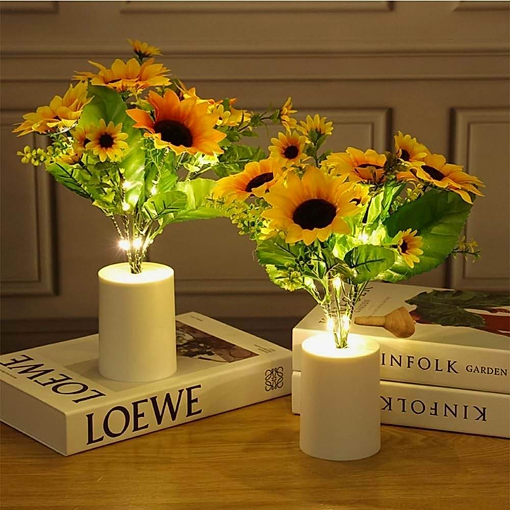 Günebakan Çiçeği (Ayçiçeği) Tasarımlı Dekoratif Led Işıklı Lamba 27,5 cm x 7,5 cm