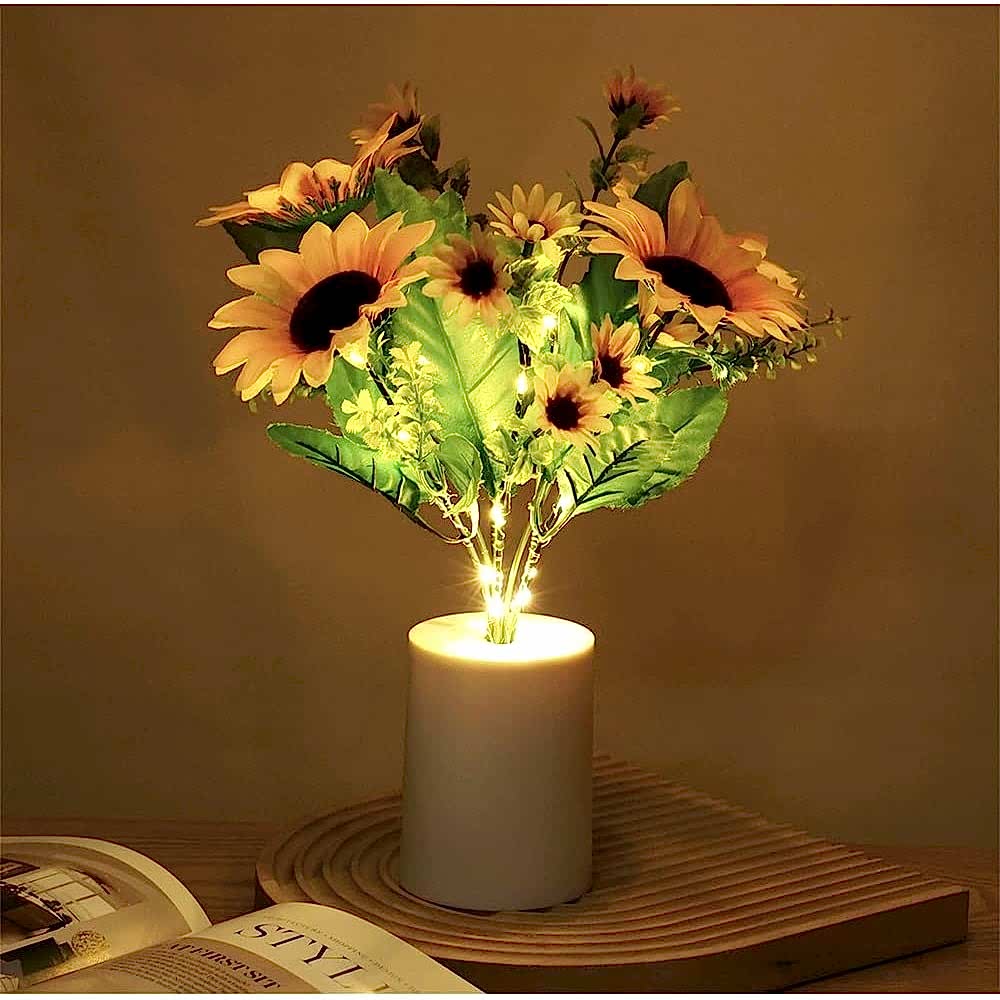 Günebakan Çiçeği (Ayçiçeği) Tasarımlı Dekoratif Led Işıklı Lamba 27,5 cm x 7,5 cm