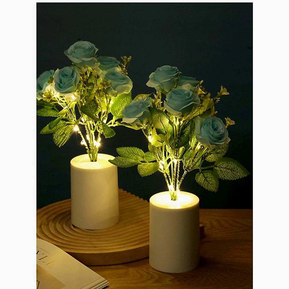 Gül Aranjmanı Tasarımlı Dekoratif Led Işıklı Lamba 30 cm x 7,5 cm
