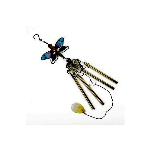 Yusufçuk Kuşu Tasarımlı Rüzgar Çanı | Metal Cam | Paslanmaz Çelik | 72 cm