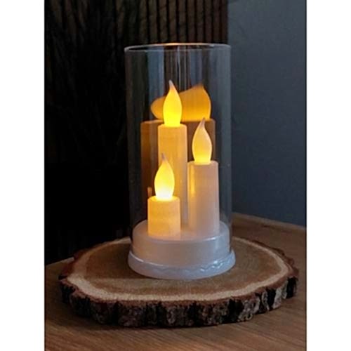 3 Mumlu Kandil Dumansız Pilli Dekoratif Mum 16 cm x 8,3 cm