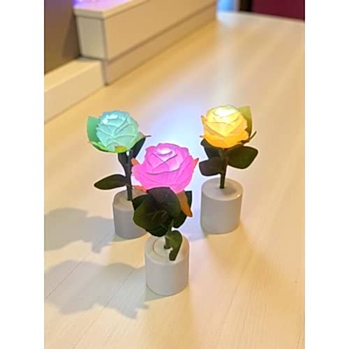 Işıklı Tek Gül Tasarımlı Dekoratif Gül Lamba 5 cm x 17 cm