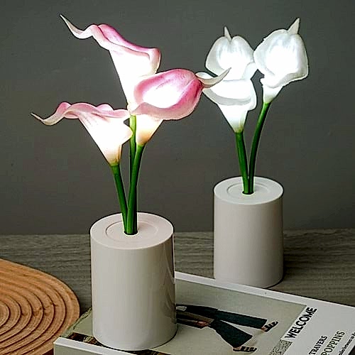 Zambak Tasarımlı Dekoratif Led Işıklı Lamba 27,5 cm x 7,5 cm