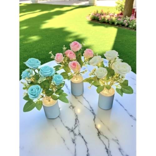 Gül Aranjmanı Tasarımlı Dekoratif Led Işıklı Lamba 30 cm x 7,5 cm