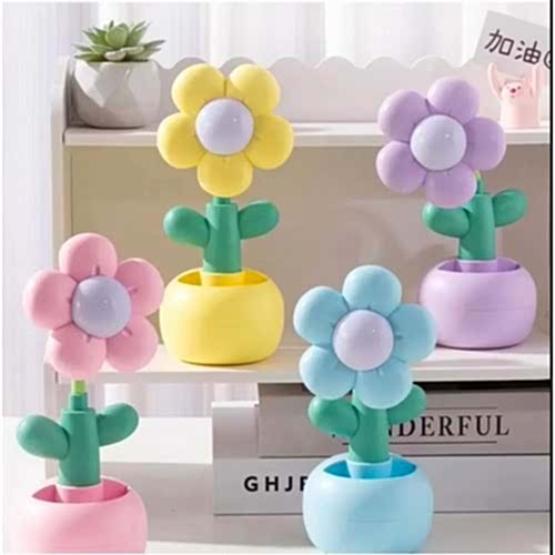 USB Şarjlı Çiçek Tasarımlı LED Masa Lambası – Kalemlikli Gece Lambası