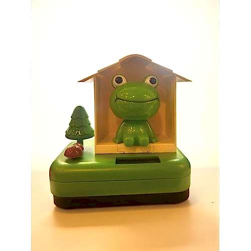 Neşeli Kurbağa Evi Solar Sallanan Figür – Araba ve Masa Dekoru (10 cm)