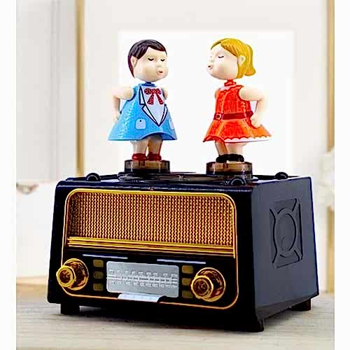 Radyo Görünümlü Öpüşen Çift Müzik Kutusu – Nostaljik Biblo ve Hediye