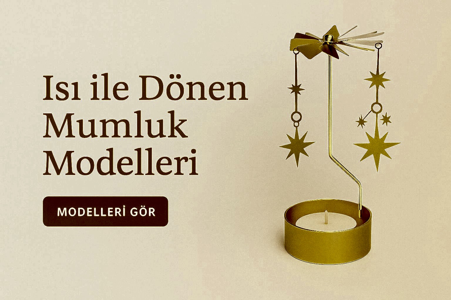 Altın detaylı dekoratif döner mumluk